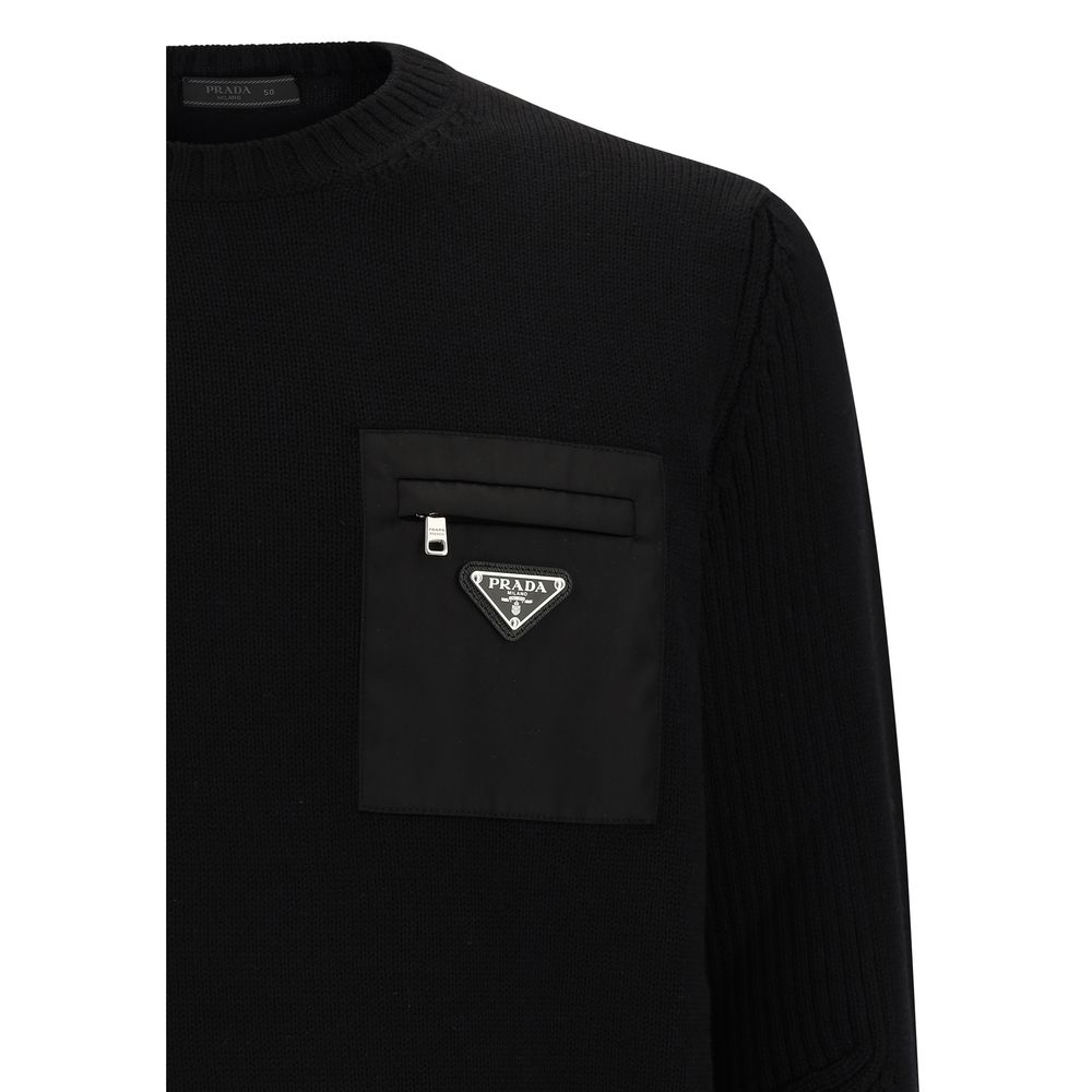 Prada Black Fleece Wool Sweatshirt