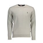 U.S. POLO ASSN. Gray Cotton Sweater with long sleeves, round neck, and embroidered logo