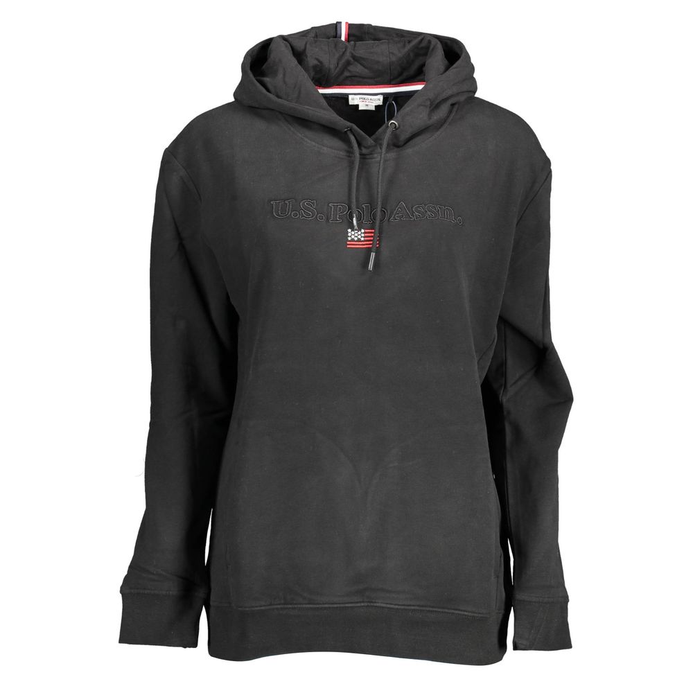 U.S. POLO ASSN. Black Cotton Women Sweater With Contrasting Details