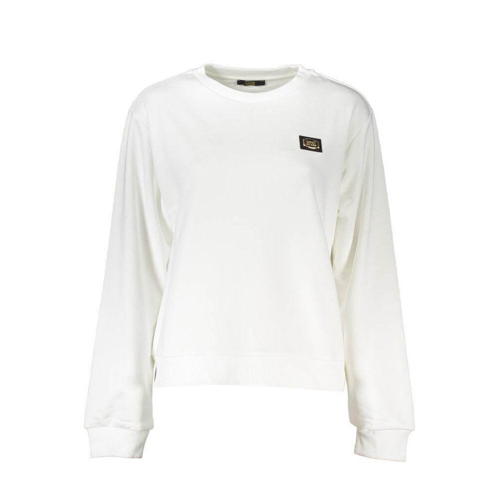 Cavalli Class White Cotton Sweater CA-21204-XS