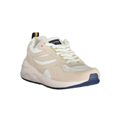 K-WAY Beige Nylon Sneaker with laces, contrast details, and logo.