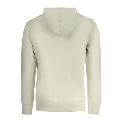 Back view of Calvin Klein Beige Cotton Men Sweater with hood and soft brushed interior.