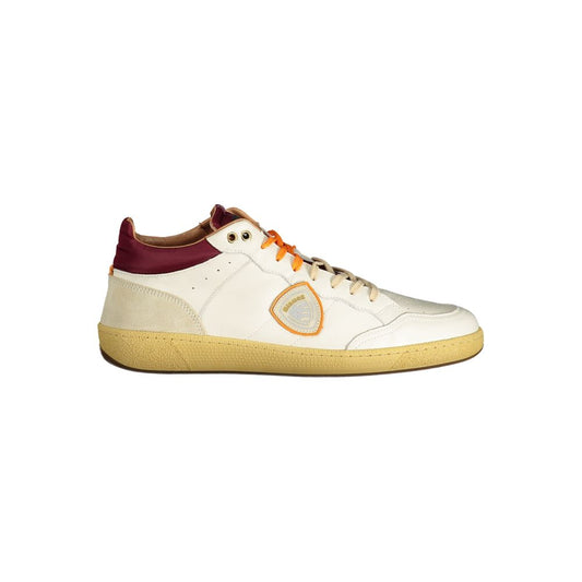 Blauer White Polyester Sneaker with contrasting details, laces, removable footbed, logo application - stylish sports shoe.