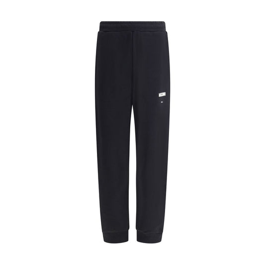 Moschino Black Cotton Joggers (Workout Pants) with elasticized waistband and logo for comfort and style.