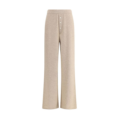 Guest in Residence Beige Cashmere Casual Pants with straight leg and button detail, luxury comfortable clothing.