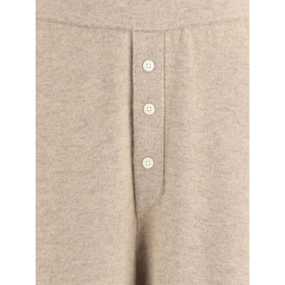 Guest in Residence Beige Cashmere Casual Pants with front buttons showcasing luxury and style.