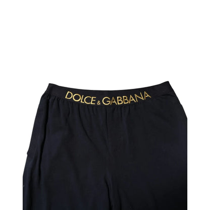 Dolce & Gabbana Black Modal Spandex Straight Logo Trouser Pants
