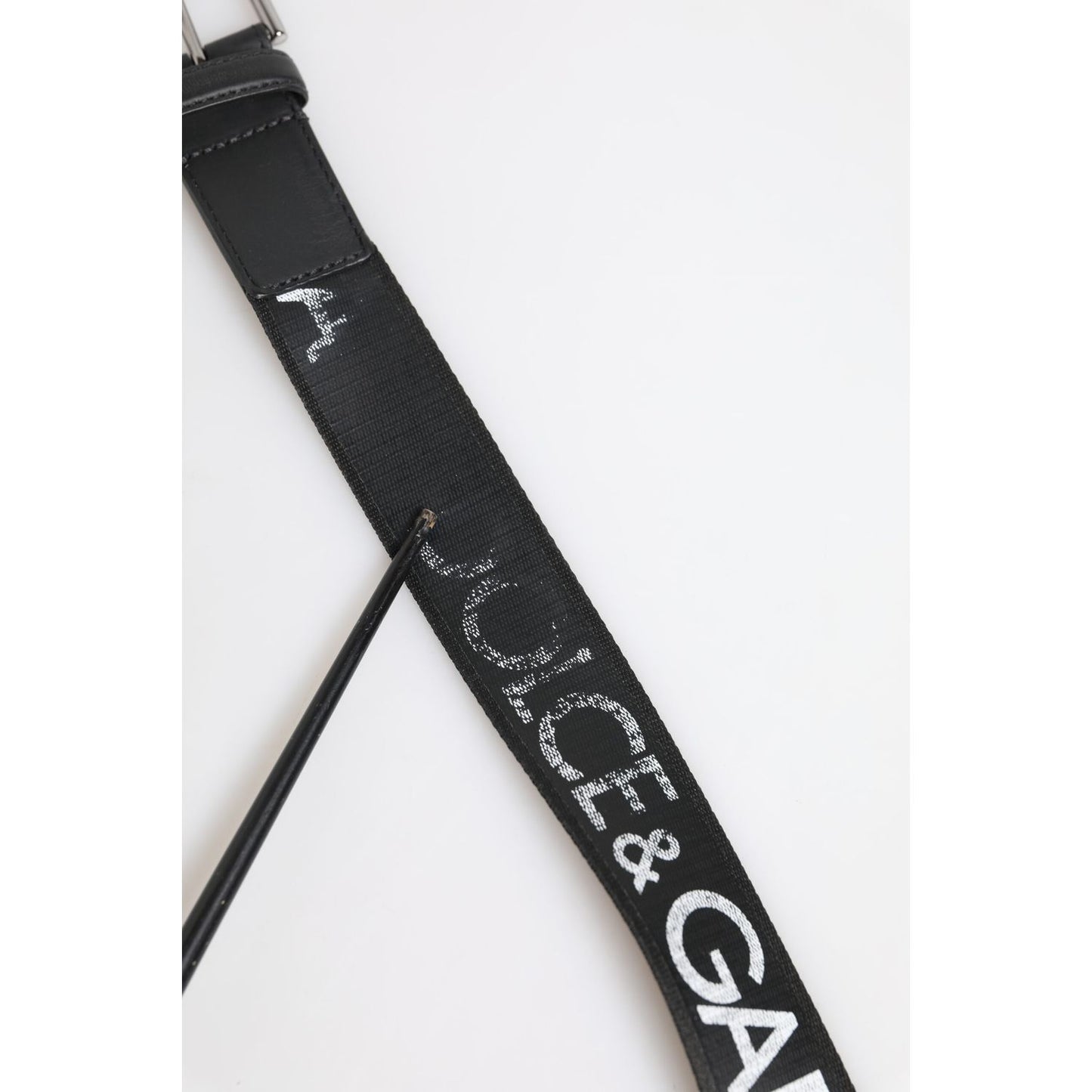 Dolce & Gabbana Black Polyester Leather Metal Buckle Belt