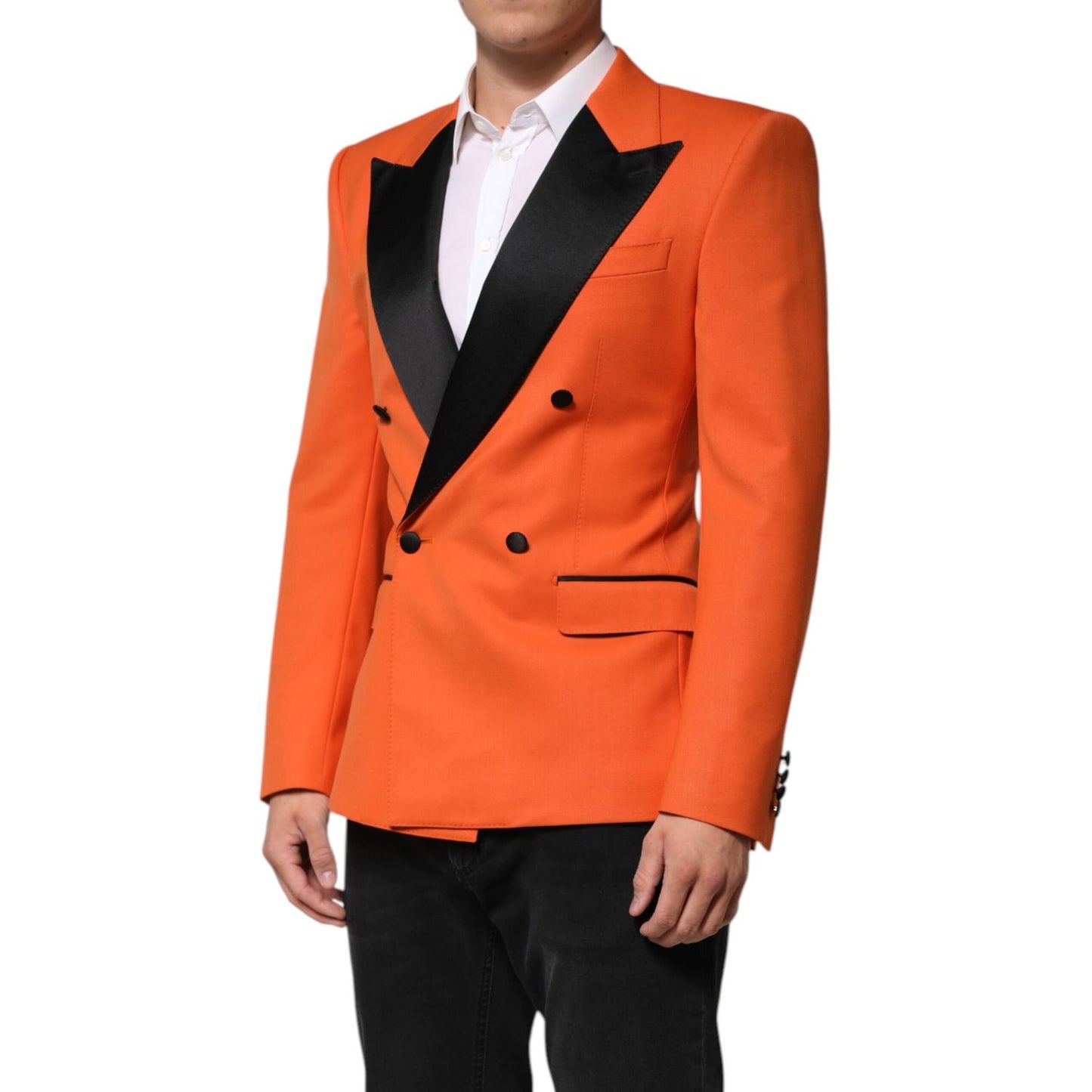 Dolce & Gabbana Orange SICILIA Double Breasted Coat Blazer