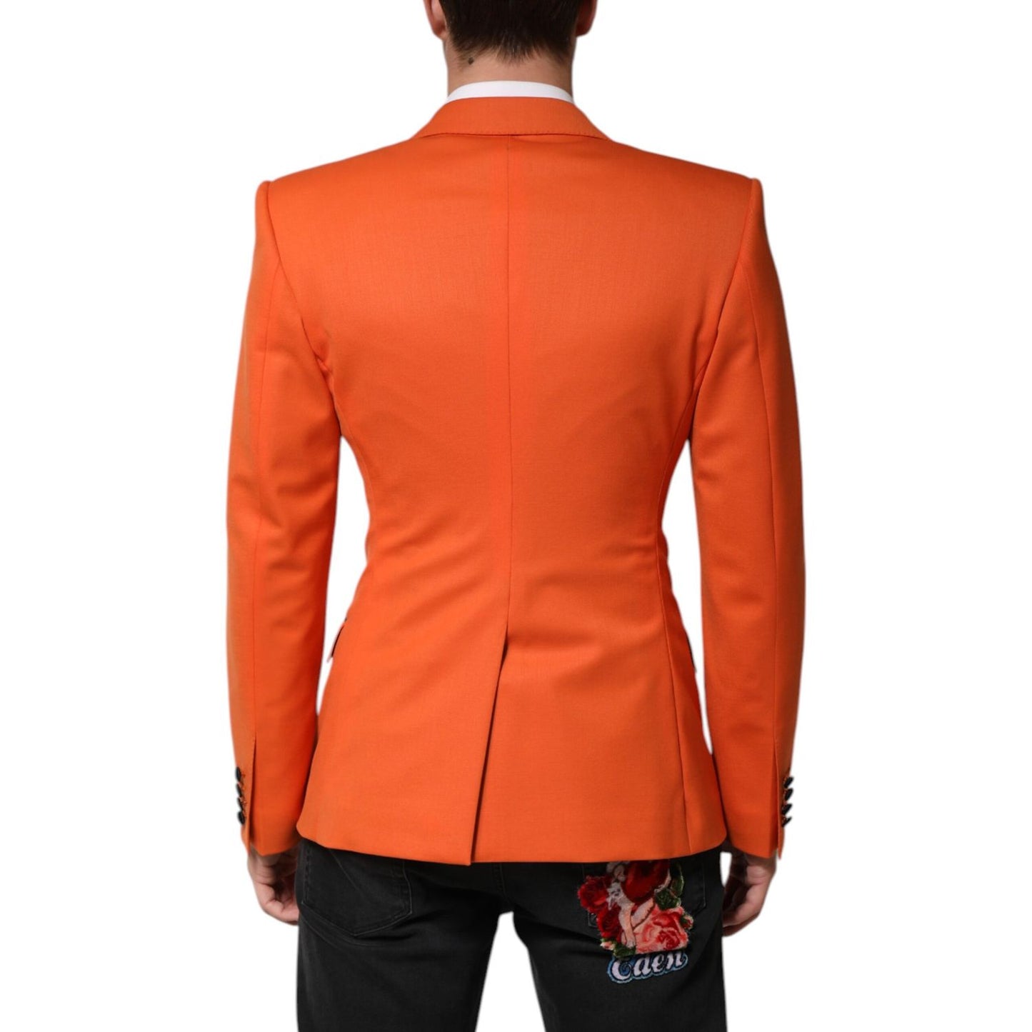 Dolce & Gabbana Orange SICILIA Double Breasted Coat Blazer