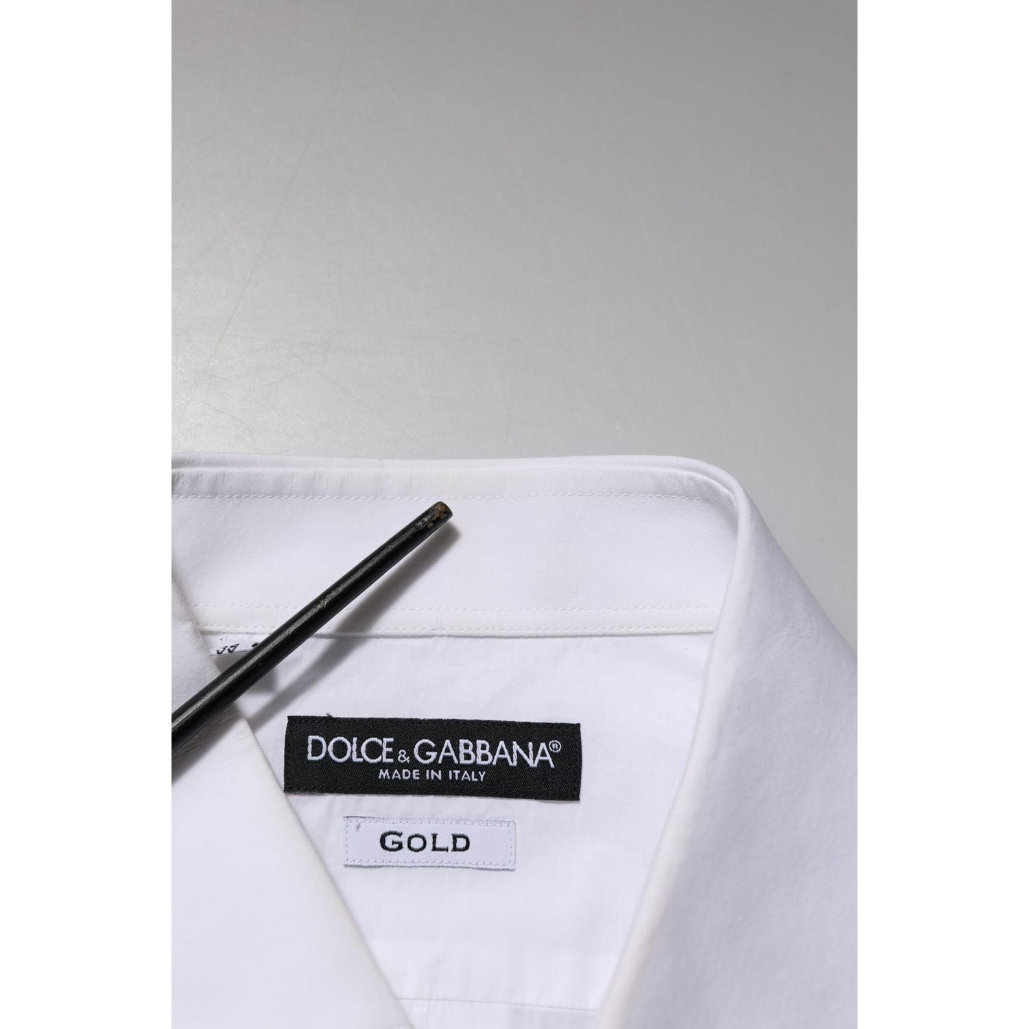 Dolce & Gabbana White Bib Cotton Poplin GOLD Men Formal Shirt