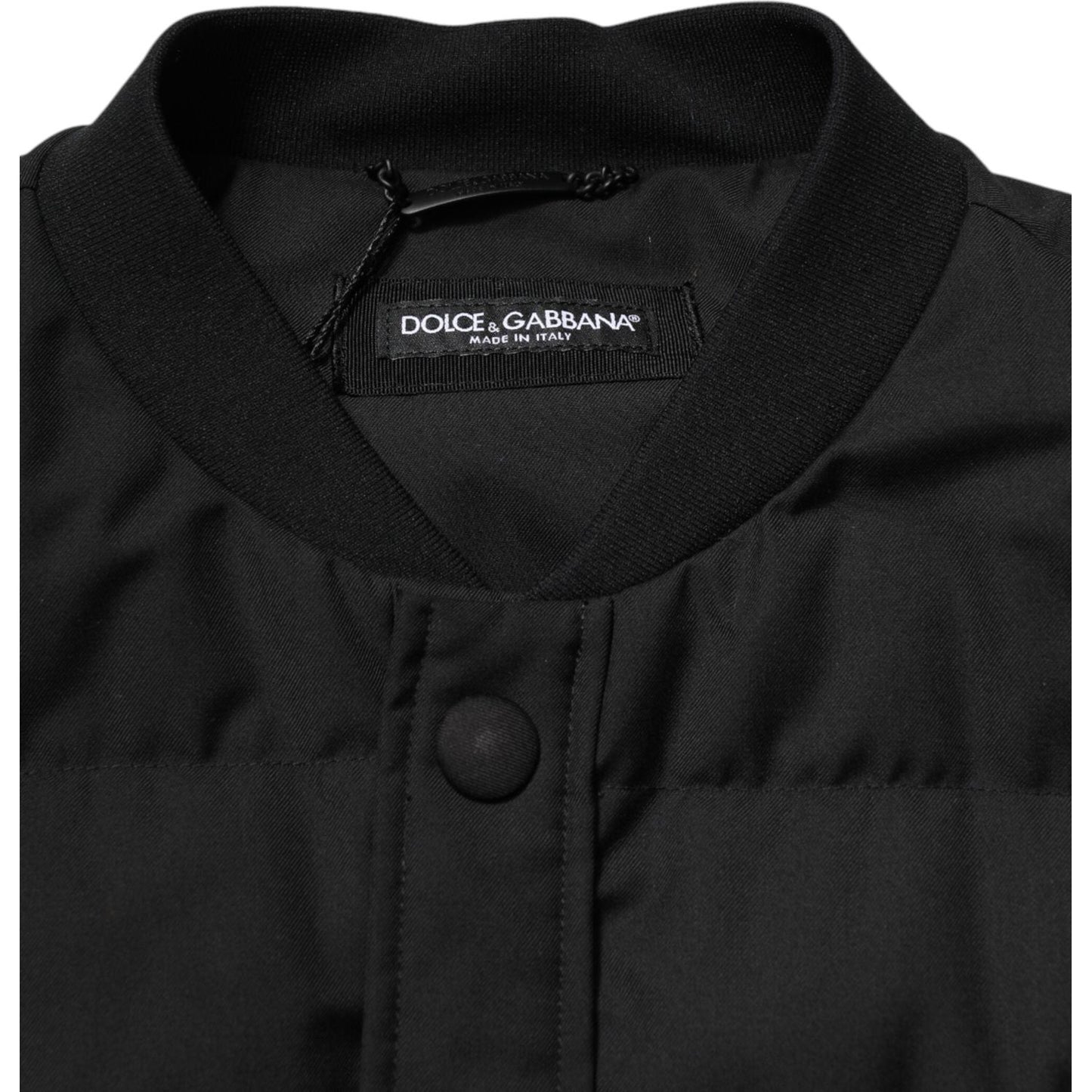 Dolce & Gabbana Black Sleeveless Parka Logo Plaque Jacket