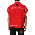 Dolce & Gabbana Red Sleeveless Logo Plaque Vest Jacket