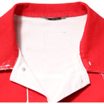 Dolce & Gabbana Red Sleeveless Logo Plaque Vest Jacket