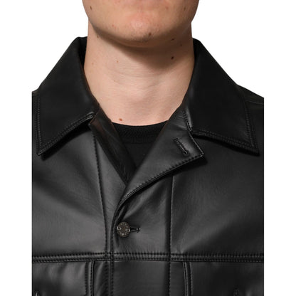 Dolce & Gabbana Black Polyester Button Down Biker Jacket