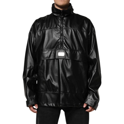 Dolce & Gabbana Black Polyester Logo Plaque Bomber Jacket