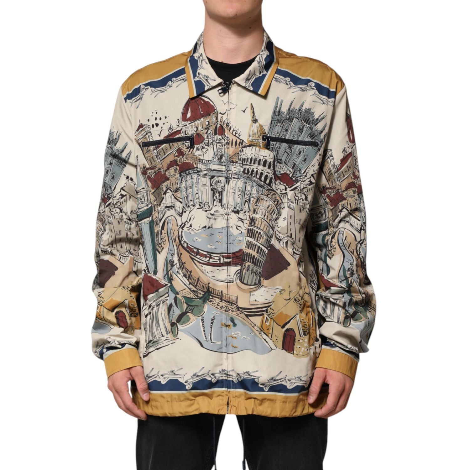 Dolce & Gabbana Multicolor Italian Motif Men Bomber Jacket