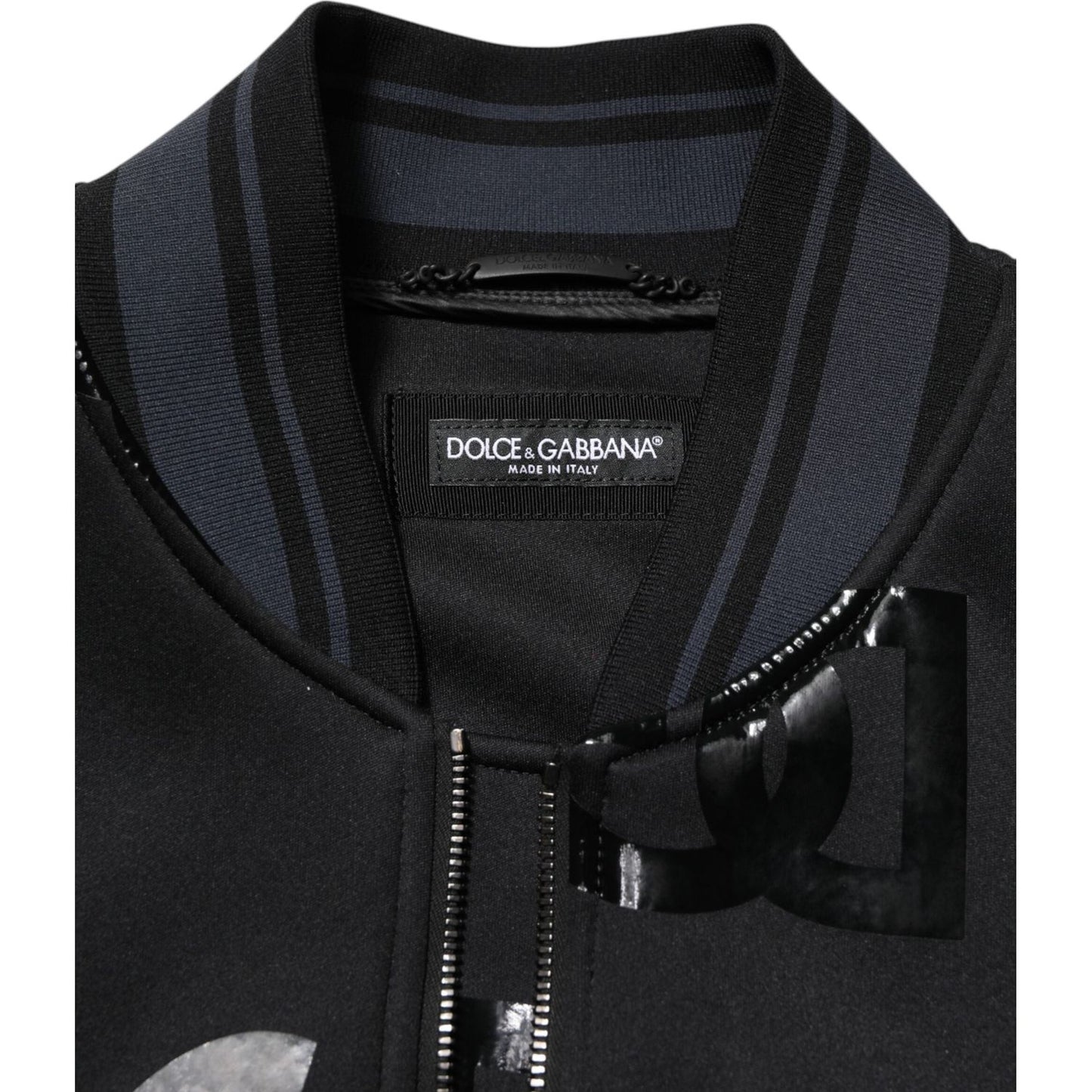 Dolce & Gabbana Black Wool Logo DG Mania Men Bomber Jacket