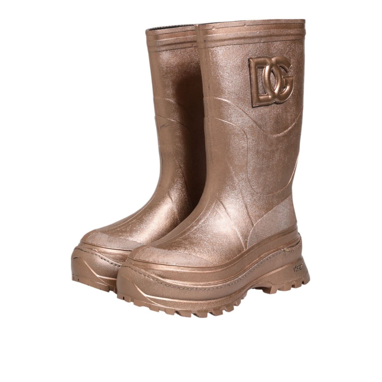 Dolce & Gabbana Metallic Gold Pull On Rain Boots Shoes