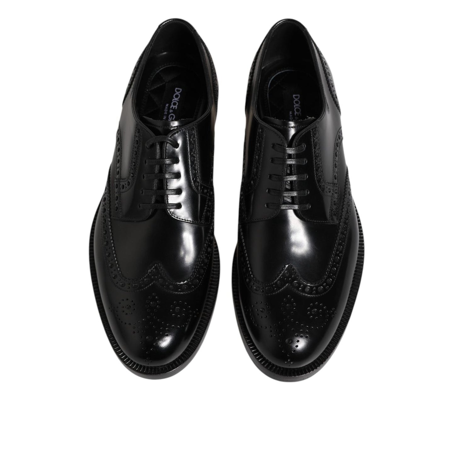 Dolce & Gabbana Black Leather Derby Wingtip Formal Shoes MV7371-40.5