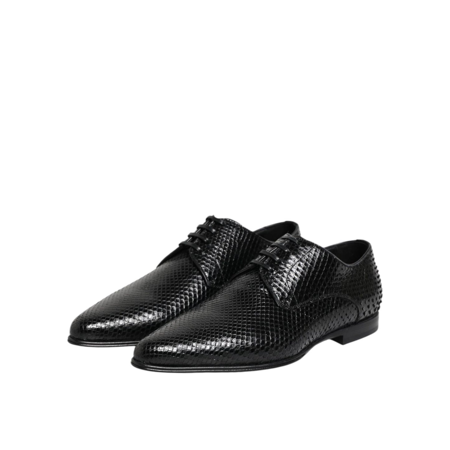 Dolce & Gabbana Black Exotic Leather Lace Up Derby Shoes