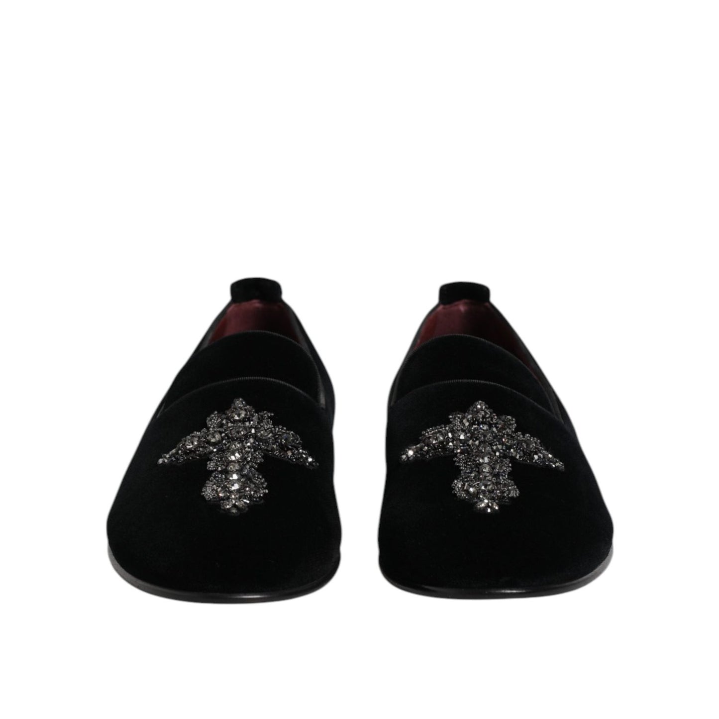 Dolce & Gabbana Black Suede Cross Slip On Loafers Dress Shoes