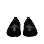Dolce & Gabbana Black Suede Cross Slip On Loafers Dress Shoes