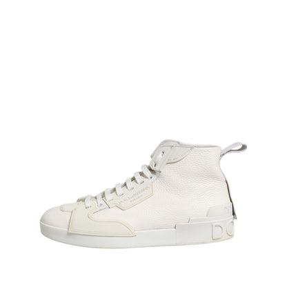Dolce & Gabbana White Leather Mid Top Sneakers Shoes