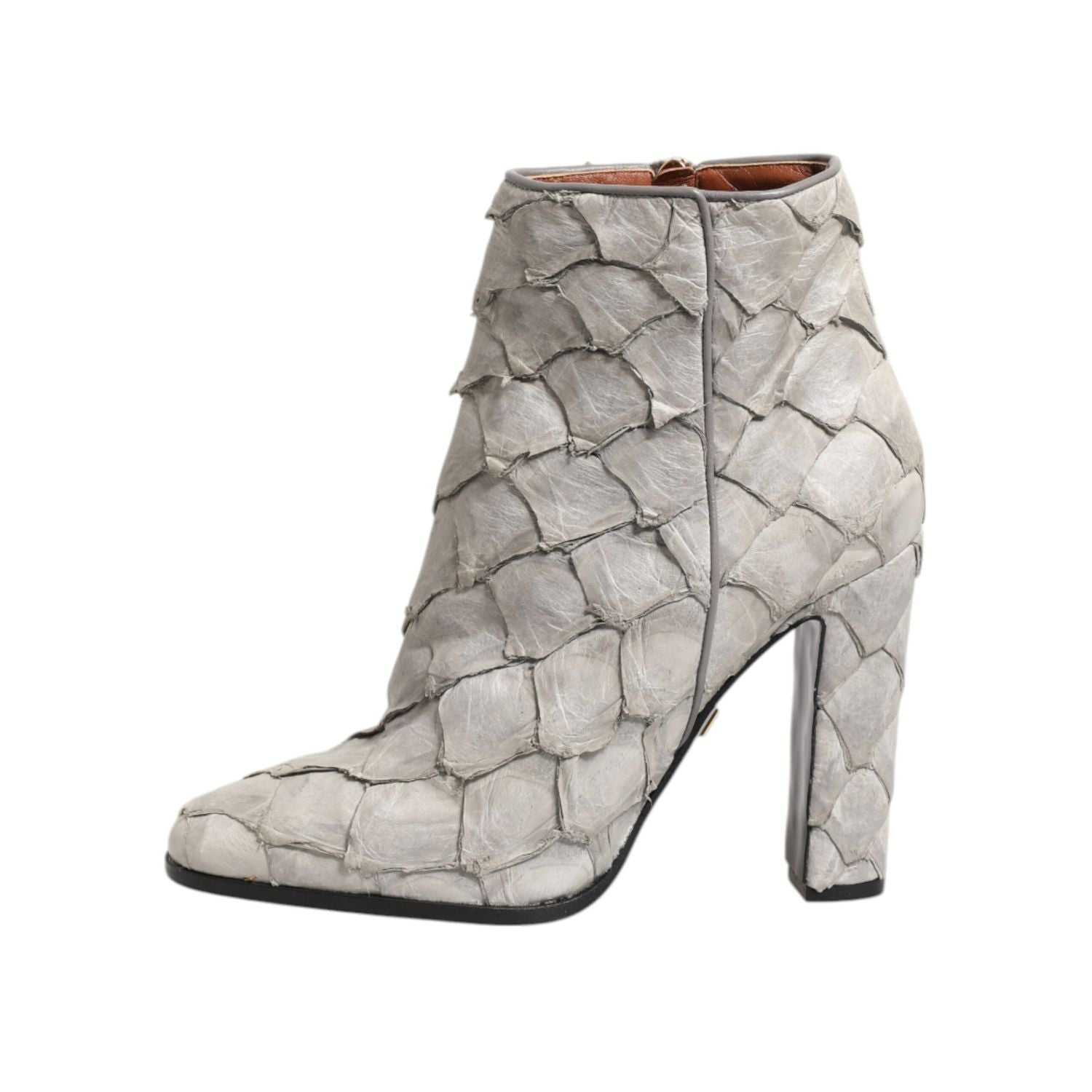 Dolce & Gabbana Off White Leather Heels Ankle Boots Shoes
