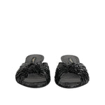 Dolce & Gabbana Black Leather Heels Slides Sandals Shoes