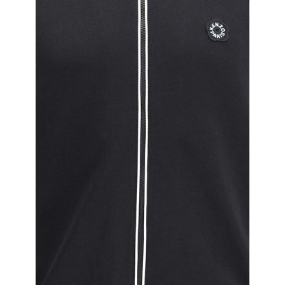 Kenzo Black Polyester Sweatshirt with sporty design and Boke Flower 2.0 embroidery, featuring contrasting piping and zipper details.