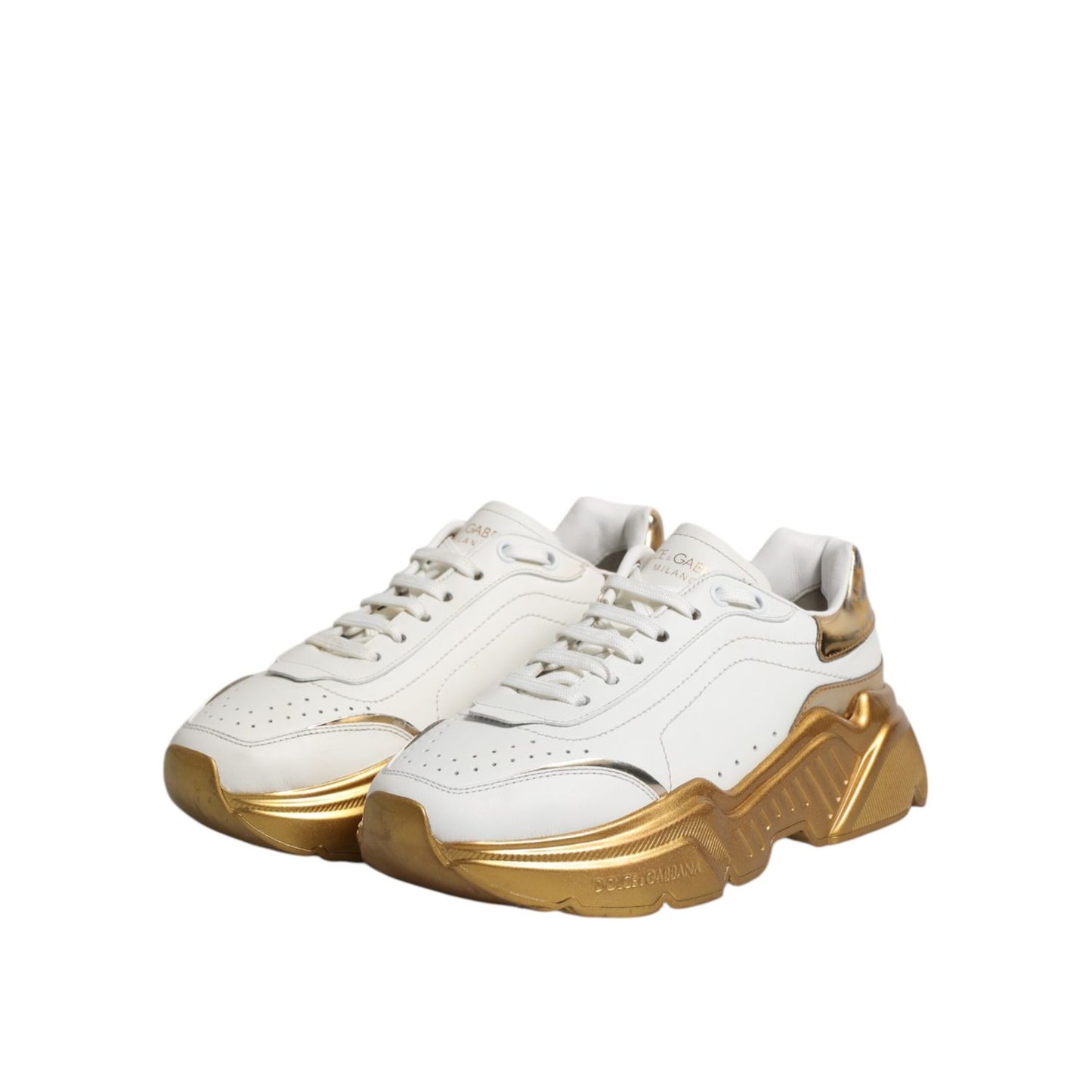 Dolce & Gabbana White Gold Daymaster Low Top Sneakers Shoes