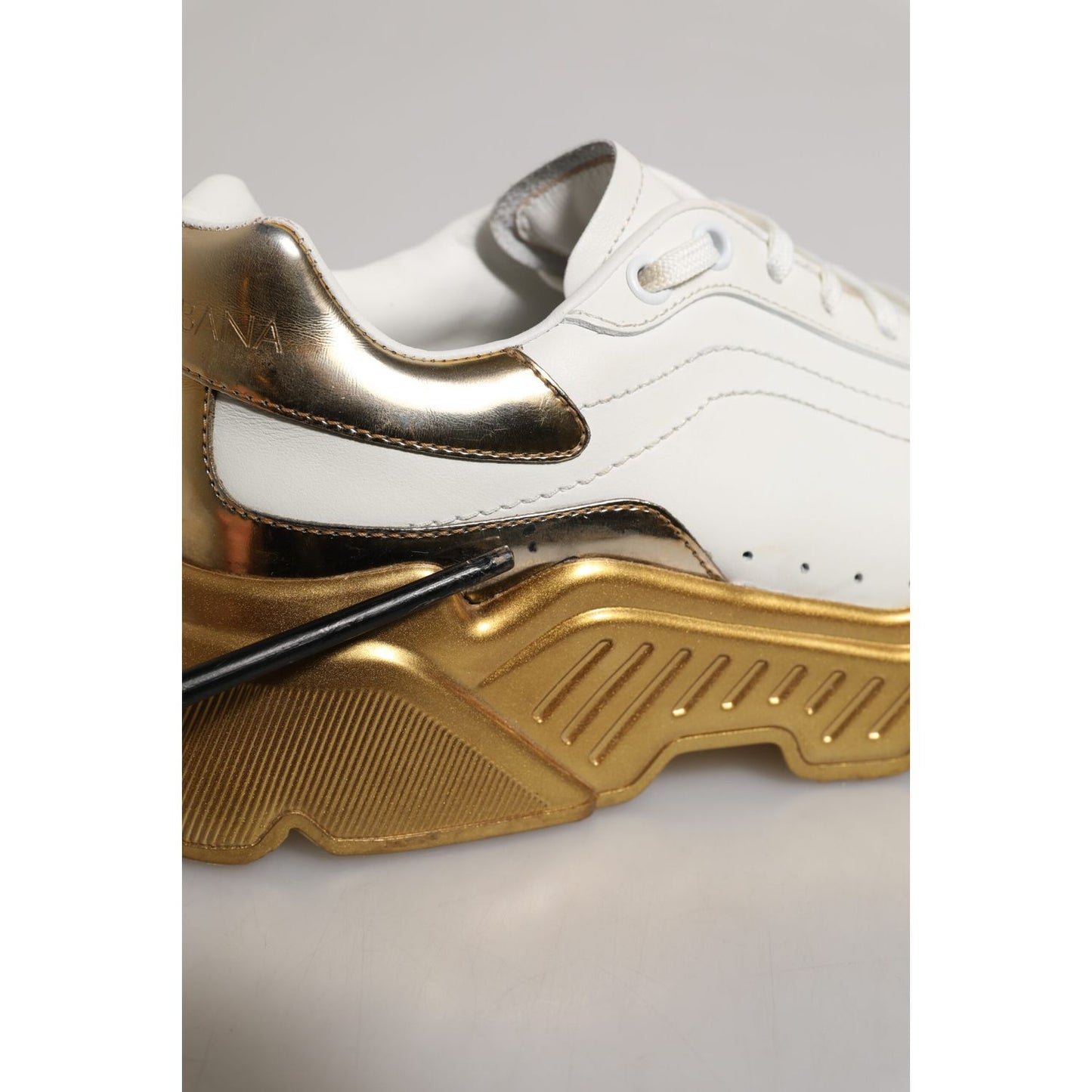 Dolce & Gabbana White Gold Daymaster Low Top Sneakers Shoes