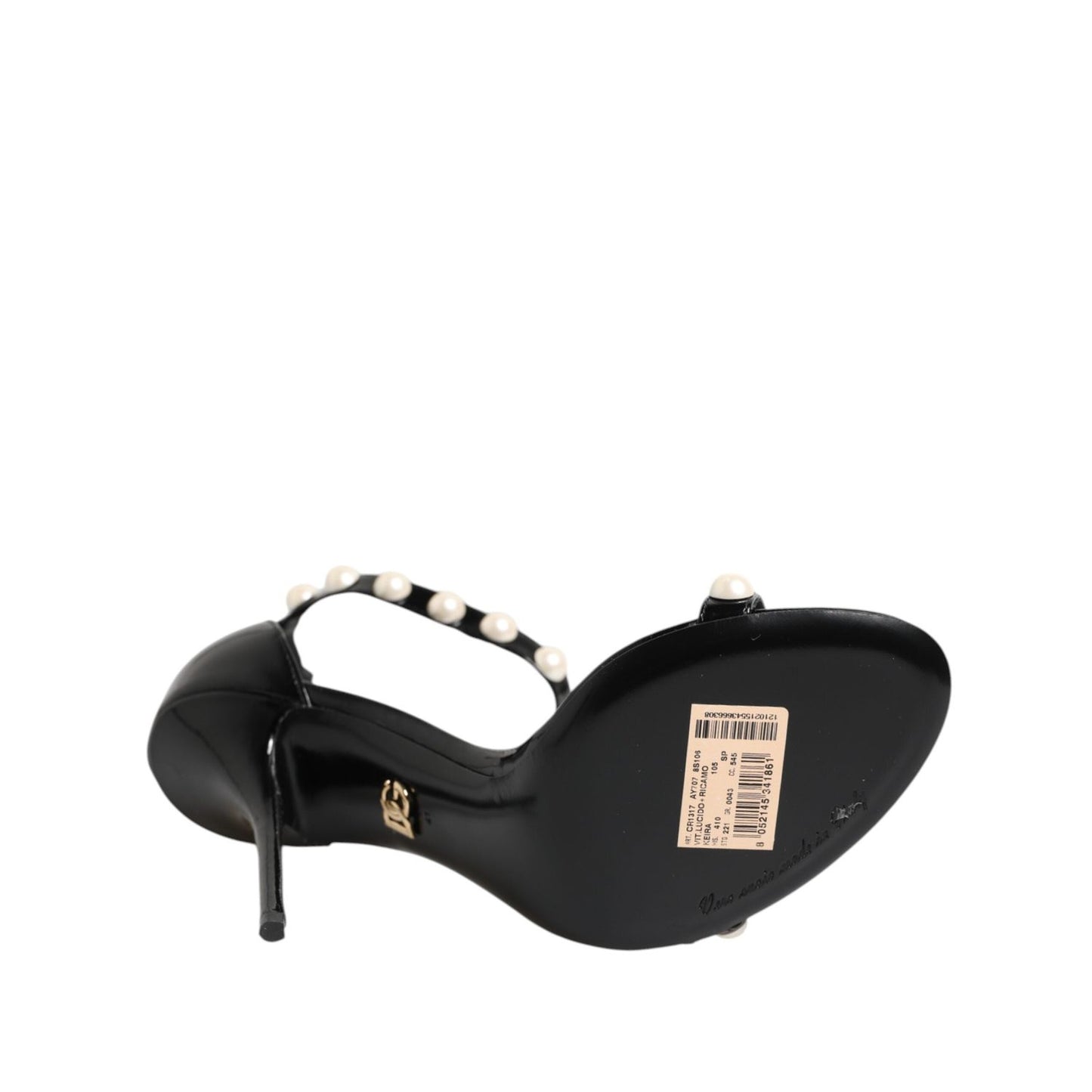 Dolce & Gabbana Black KEIRA Pearl Embellished Sandals Shoes