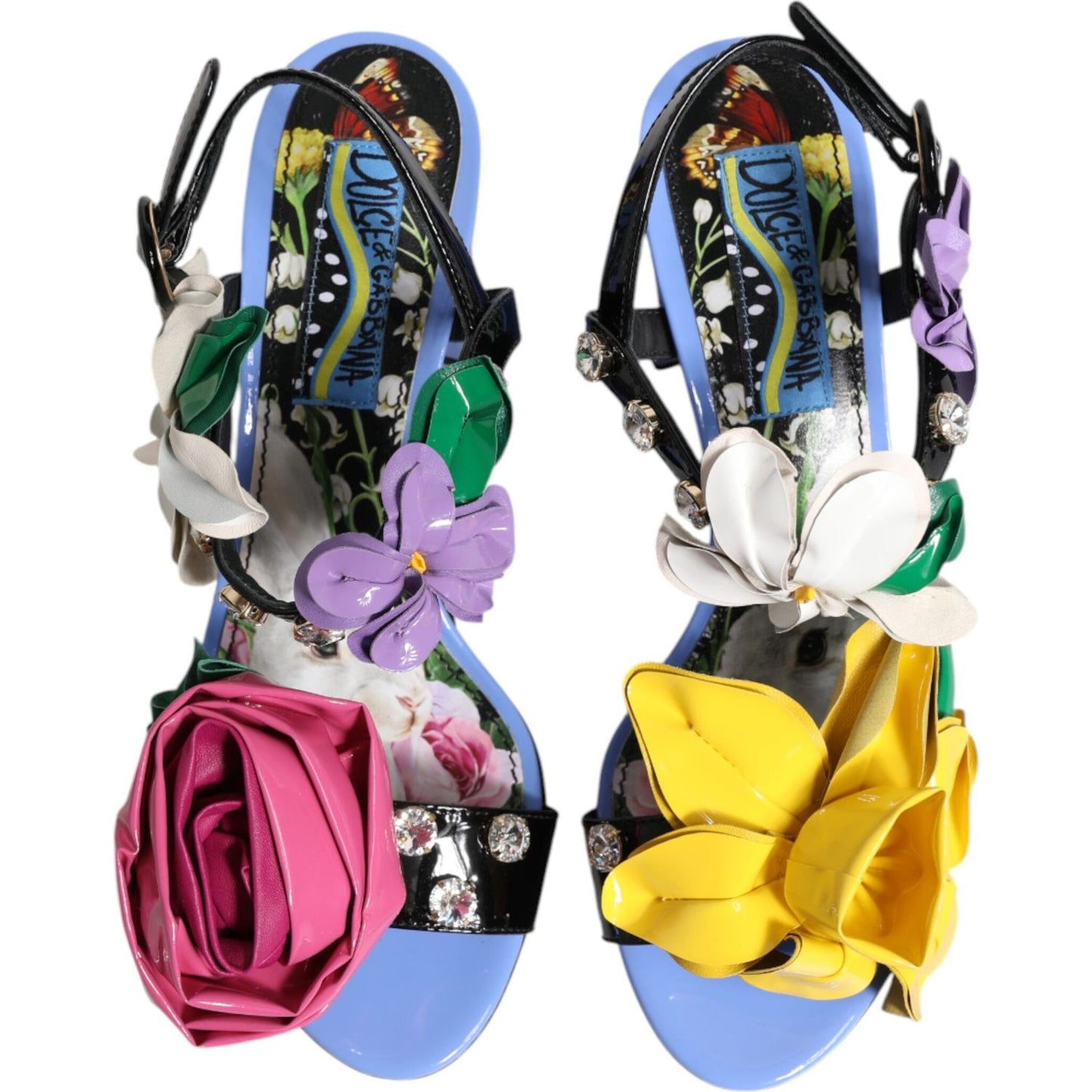 Dolce & Gabbana Multicolor Floral Crystal KEIRA Sandals Shoes