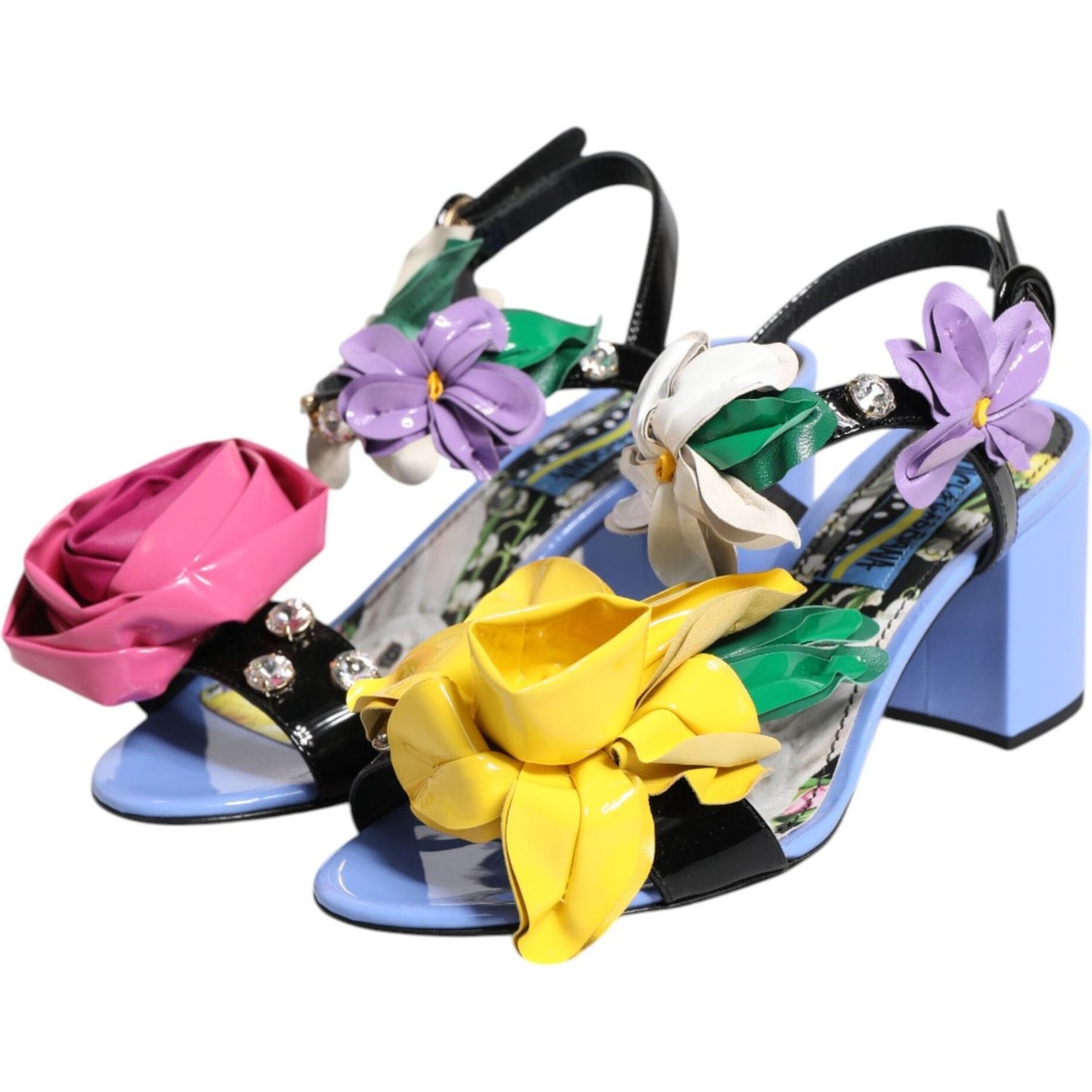 Dolce & Gabbana Multicolor Floral Crystal KEIRA Sandals Shoes