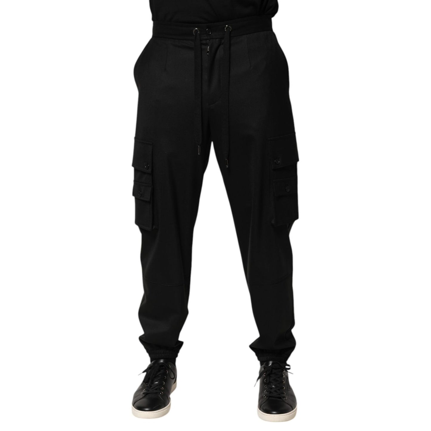 Dolce & Gabbana Solid Black Cargo Jogger Men Sweatpants Pants