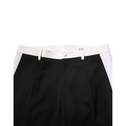 Dolce & Gabbana Black White Stripe Wool Men Trouser Pants