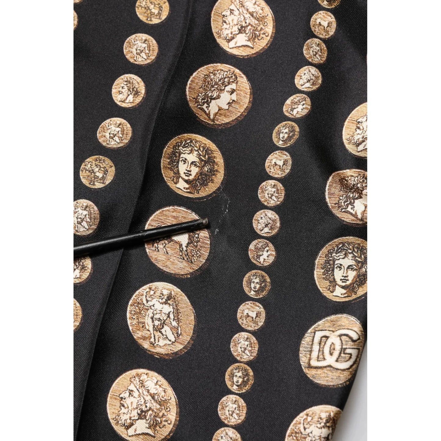 Dolce & Gabbana Black Coin Print Silk Skinny Men Trouser Pants