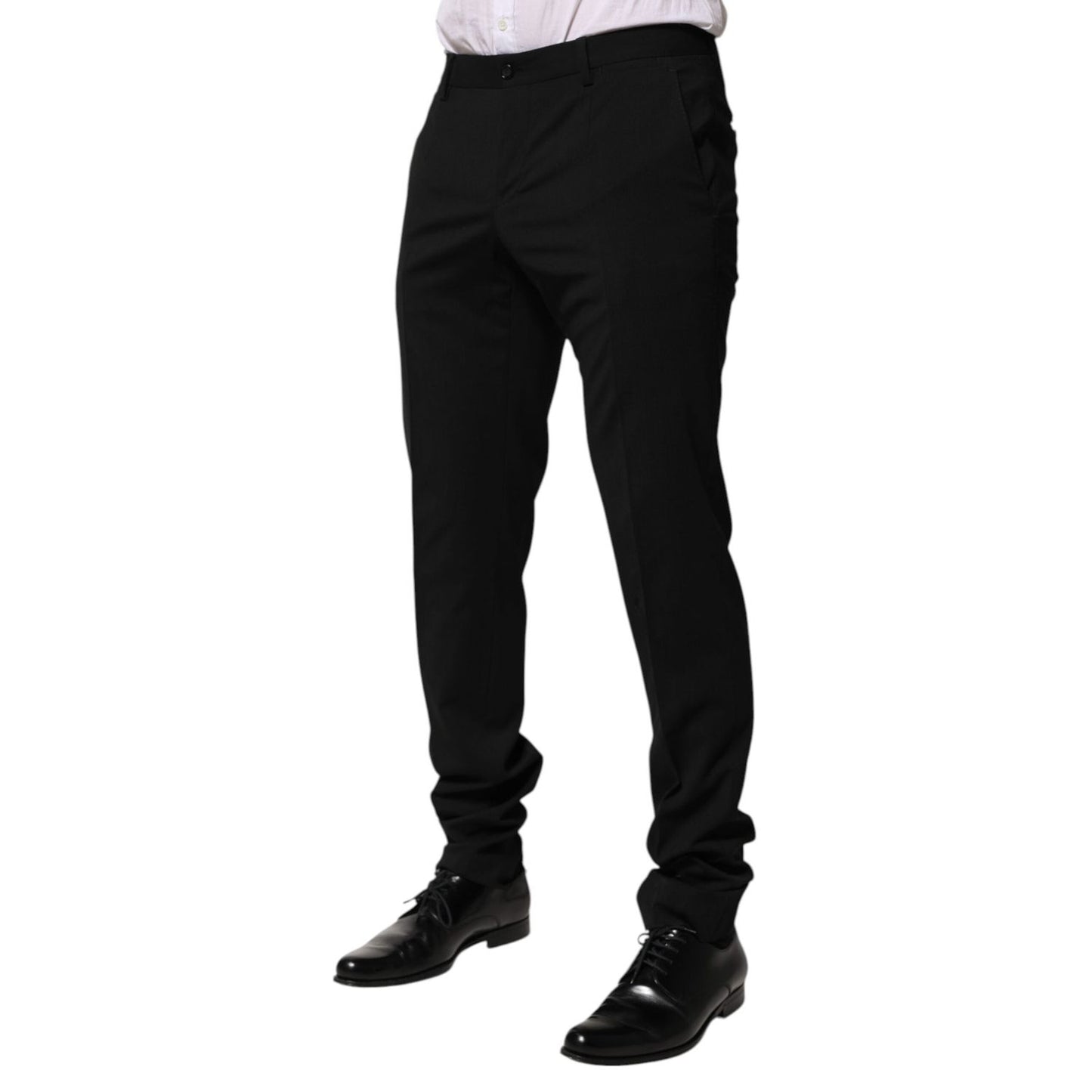 Dolce & Gabbana Black Wool Tapered Formal Men Dress Pants