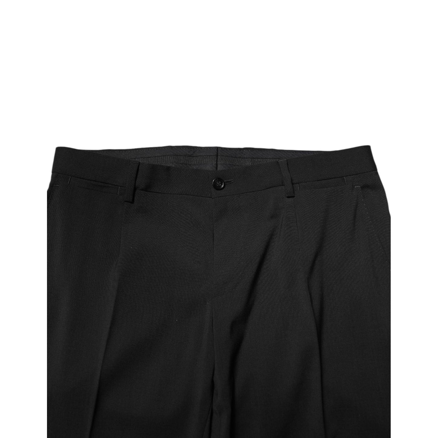 Dolce & Gabbana Black Wool Tapered Formal Men Dress Pants