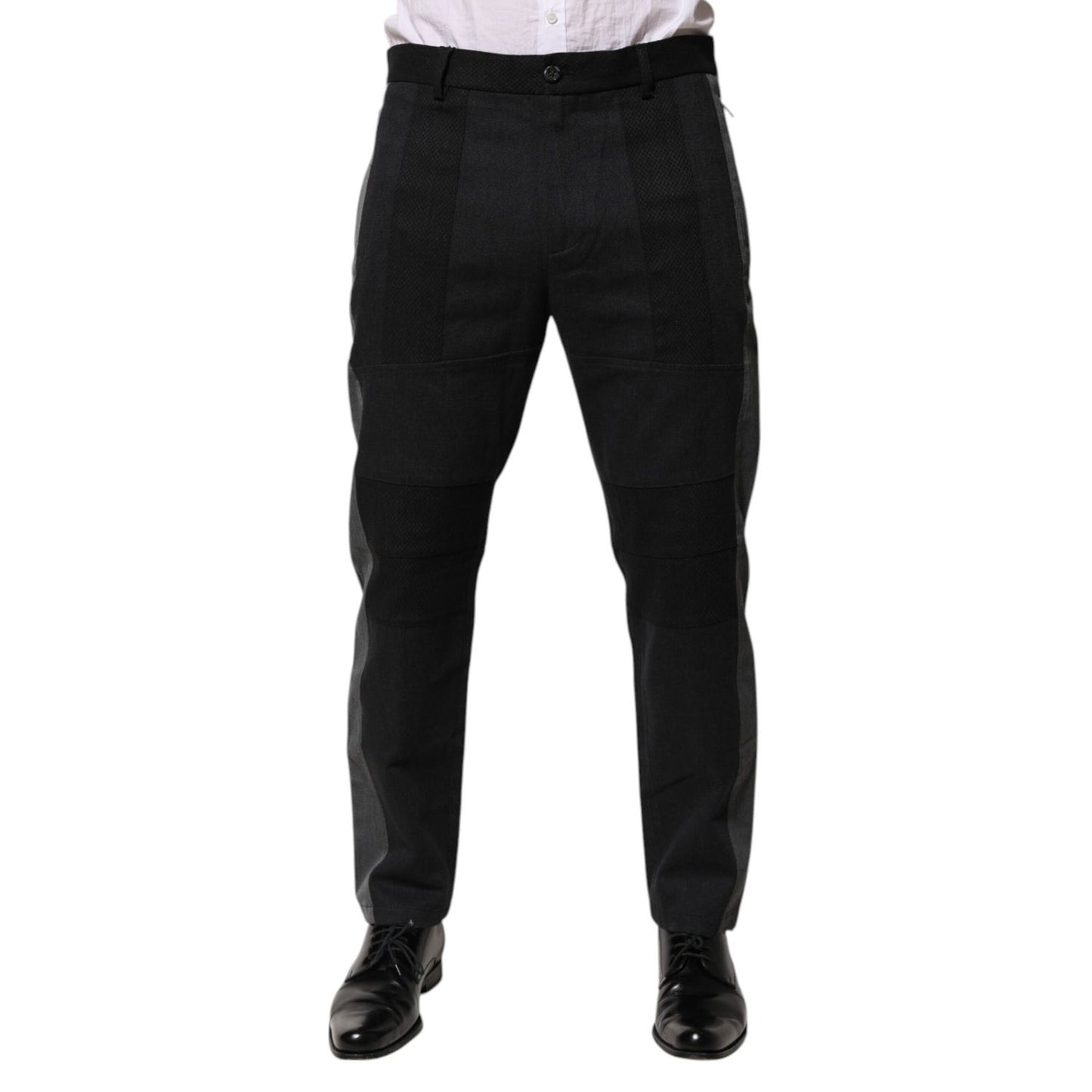 Dolce & Gabbana Black Gray Cotton Dress Formal Trouser Pants