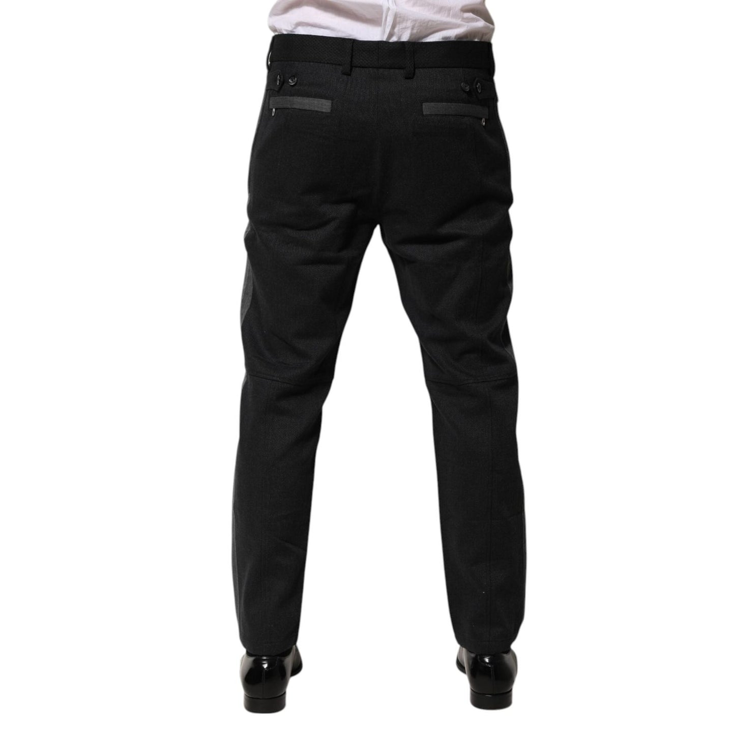 Dolce & Gabbana Black Gray Cotton Dress Formal Trouser Pants PAN76637-50