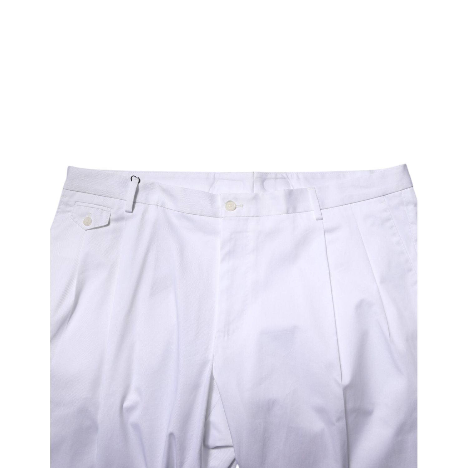Dolce & Gabbana White Cotton Dress Slim Formal Trouser Pants