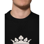 Dolce & Gabbana Black Cotton DG Crystal Embellished Sweater