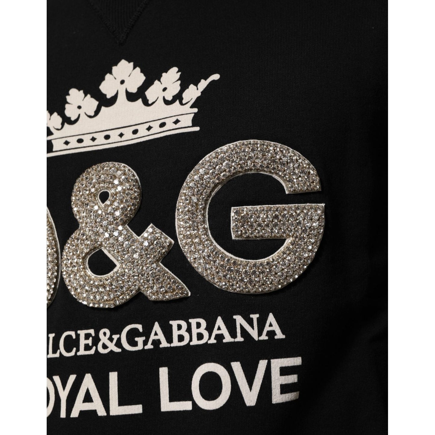Dolce & Gabbana Black Cotton DG Crystal Embellished Sweater