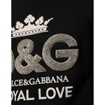 Dolce & Gabbana Black Cotton DG Crystal Embellished Sweater