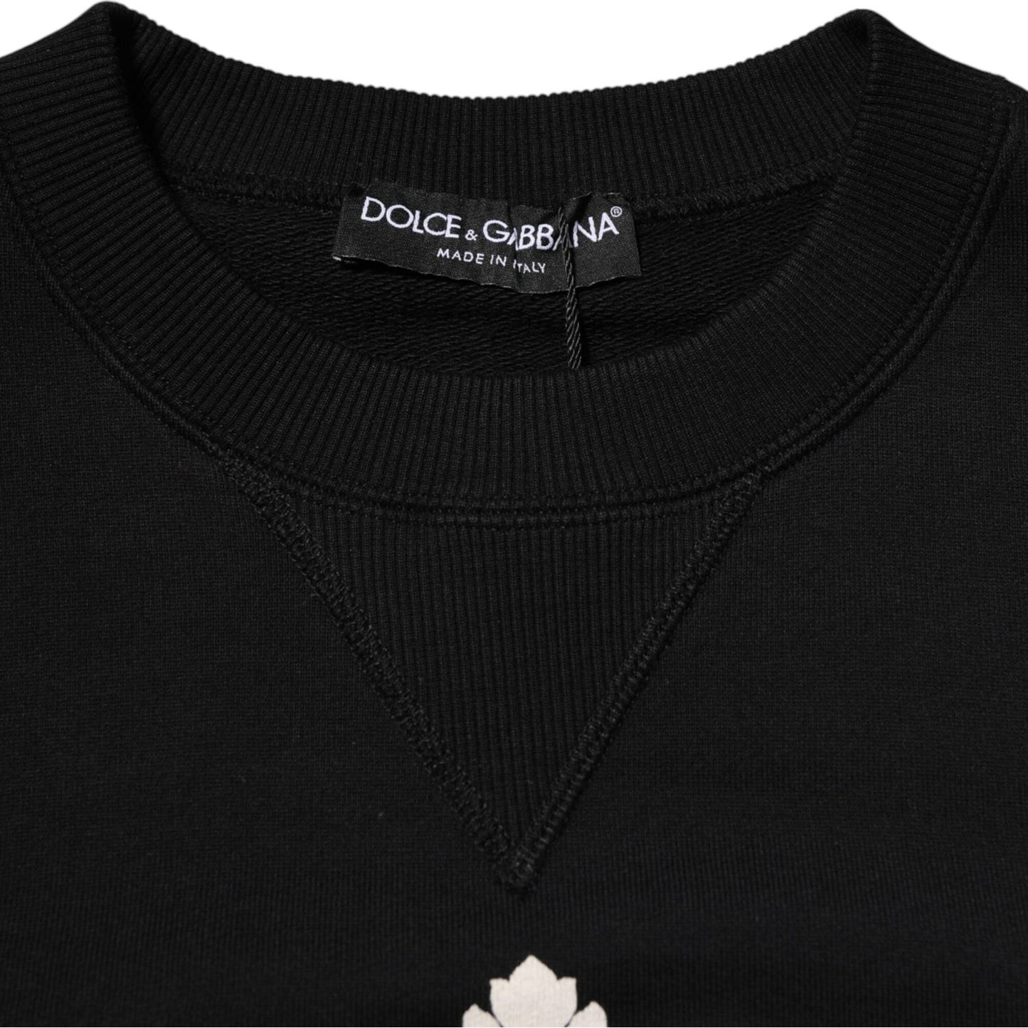 Dolce & Gabbana Black Cotton DG Crystal Embellished Sweater