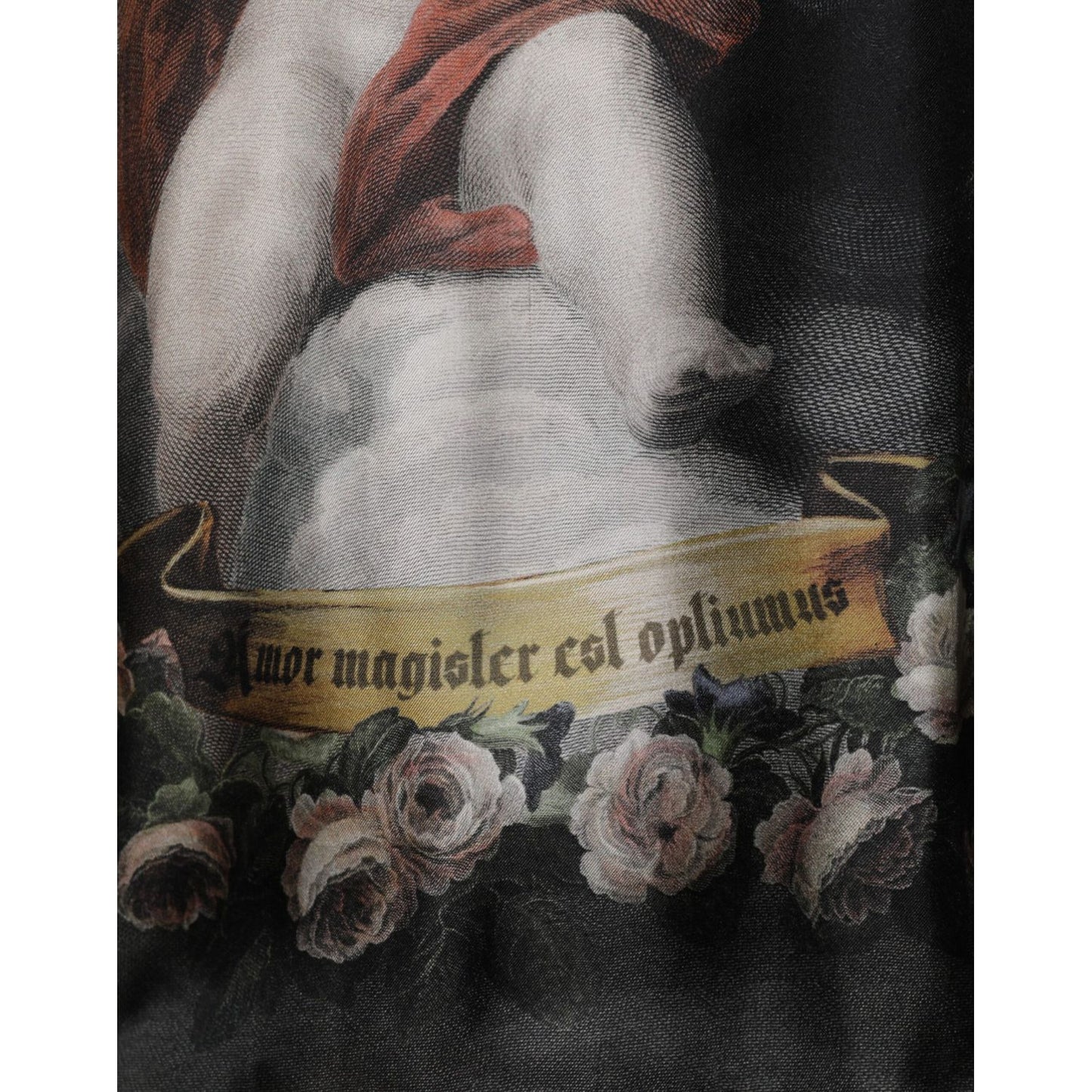 Dolce & Gabbana Black Cashmere Cherub Print Baroque Sweater