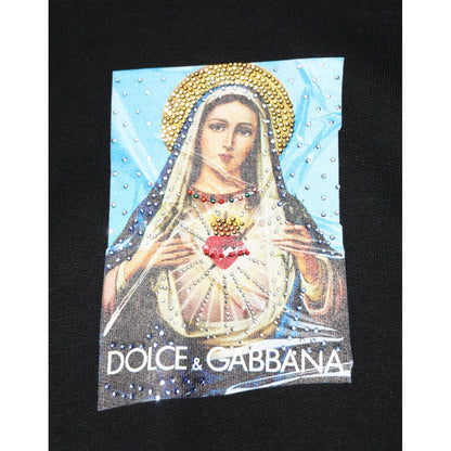 Dolce & Gabbana Black Printed Hoodie Crystal Embellished Jacket